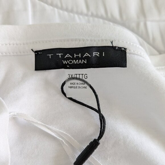 T Tahari Top Size 3X White Crochet Scalloped Lace Short Flutter Sleeves NWT Airy - Picture 4 of 14